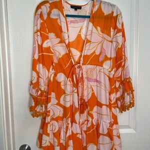 Club Z Collection Boho Floral Pom-Pom Sleeve Mini Dress S